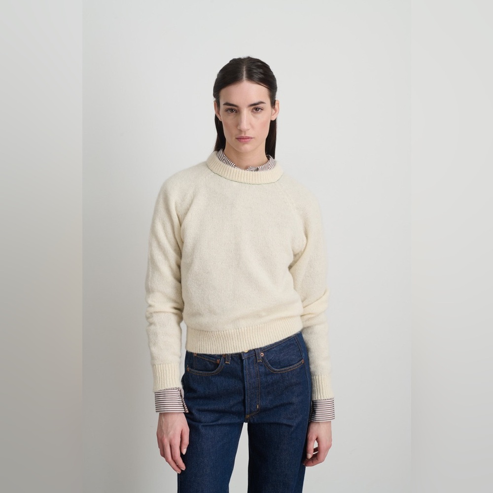 B-Sides Mohair Sweatshirt Long Sleeve Crewneck Sweater Small Alabaster Green